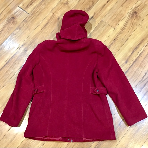 St Johns Bay cashmere red lined winter jacket pea coat wool preppy large XL - Picture 8 of 9